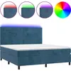 Image de vidaXL Lit boxspring avec matelas & LED bleu foncé 160x200 cm velours
