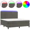 Image de vidaXL Lit boxspring avec matelas & LED gris foncé 180x200 cm velours