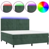 Image de vidaXL Lit boxspring avec matelas & LED vert foncé 180x200 cm velours