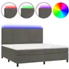 Image de vidaXL Lit boxspring avec matelas & LED gris foncé 200x200 cm velours