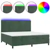 Image de vidaXL Lit boxspring avec matelas & LED vert foncé 200x200 cm velours