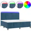 Image de vidaXL Lit boxspring avec matelas & LED bleu foncé 200x200 cm velours