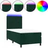 Image de vidaXL Lit boxspring avec matelas & LED vert foncé 80x200 cm velours