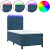 Image de vidaXL Lit boxspring avec matelas & LED bleu foncé 80x200 cm velours
