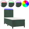 Image de vidaXL Lit boxspring avec matelas & LED vert foncé 90x190 cm velours