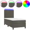 Image de vidaXL Lit boxspring avec matelas & LED gris foncé 90x200 cm velours