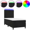 Image de vidaXL Lit boxspring avec matelas & LED noir 90x200 cm velours