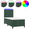 Image de vidaXL Lit boxspring avec matelas & LED vert foncé 100x200 cm velours