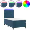 Image de vidaXL Lit boxspring avec matelas & LED bleu foncé 100x200 cm velours