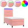 Image de vidaXL Lit boxspring avec matelas & LED rose 100x200 cm velours