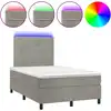 Image de vidaXL Lit boxspring avec matelas & LED gris clair 120x200 cm velours