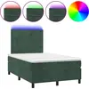 Image de vidaXL Lit boxspring avec matelas & LED vert foncé 120x200 cm velours