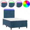 Image de vidaXL Lit boxspring avec matelas & LED bleu foncé 120x200 cm velours