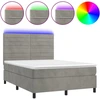 Image de vidaXL Lit boxspring avec matelas & LED gris clair 140x190 cm velours