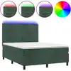 Image de vidaXL Lit boxspring avec matelas & LED vert foncé 140x190 cm velours