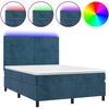 Image de vidaXL Lit boxspring avec matelas & LED bleu foncé 140x200 cm velours