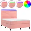 Image de vidaXL Sommier tapissier avec matelas et LED Rose 140x200 cm Velours