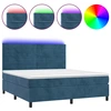 Image de vidaXL Lit boxspring avec matelas & LED bleu foncé 160x200 cm velours
