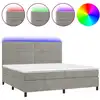 Image de vidaXL Lit boxspring avec matelas & LED gris clair 200x200 cm velours