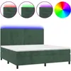 Image de vidaXL Lit boxspring avec matelas & LED vert foncé 200x200 cm velours