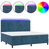 Image de vidaXL Lit boxspring avec matelas & LED bleu foncé 200x200 cm velours