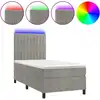 Image de vidaXL Lit boxspring avec matelas & LED gris clair 80x200 cm velours