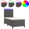 Image de vidaXL Lit boxspring avec matelas & LED gris foncé 80x200 cm velours