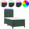 Image de vidaXL Lit boxspring avec matelas & LED vert foncé 80x200 cm velours