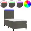 Image de vidaXL Lit boxspring avec matelas & LED gris foncé 90x200 cm velours