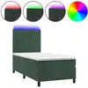 Image de vidaXL Lit boxspring avec matelas & LED vert foncé 90x200 cm velours