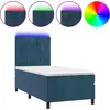 Image de vidaXL Lit boxspring avec matelas & LED bleu foncé 90x200 cm velours