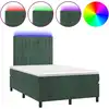 Image de vidaXL Lit boxspring avec matelas & LED vert foncé 120x200 cm velours
