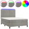Image de vidaXL Lit boxspring avec matelas & LED gris clair 140x200 cm velours