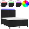 Image de vidaXL Lit boxspring avec matelas & LED noir 140x200 cm velours