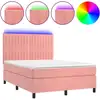 Image de vidaXL Sommier tapissier avec matelas et LED Rose 140x200 cm Velours