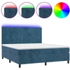 Image de vidaXL Lit boxspring avec matelas & LED bleu foncé 160x200 cm velours