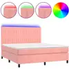 Image de vidaXL Sommier tapissier avec matelas et LED Rose 160x200 cm Velours