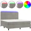 Image de vidaXL Lit boxspring avec matelas & LED gris clair 180x200 cm velours