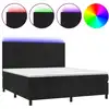 Image de vidaXL Lit boxspring avec matelas & LED noir 180x200 cm velours