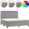 Image de vidaXL Lit boxspring avec matelas & LED gris clair 200x200 cm velours