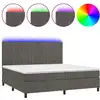 Image de vidaXL Lit boxspring avec matelas & LED gris foncé 200x200 cm velours