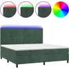 Image de vidaXL Lit boxspring avec matelas & LED vert foncé 200x200 cm velours