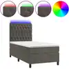 Image de vidaXL Lit boxspring avec matelas & LED gris foncé 80x200 cm velours