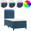 Image de vidaXL Lit boxspring avec matelas & LED bleu foncé 80x200 cm velours