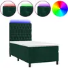 Image de vidaXL Lit boxspring avec matelas & LED vert foncé 90x190 cm velours