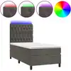 Image de vidaXL Lit boxspring avec matelas & LED gris foncé 100x200 cm velours
