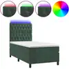 Image de vidaXL Lit boxspring avec matelas & LED vert foncé 100x200 cm velours
