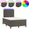 Image de vidaXL Lit boxspring avec matelas & LED gris foncé 120x200 cm velours