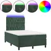 Image de vidaXL Lit boxspring avec matelas & LED vert foncé 120x200 cm velours
