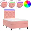 Image de vidaXL Lit boxspring avec matelas & LED rose 120x200 cm velours